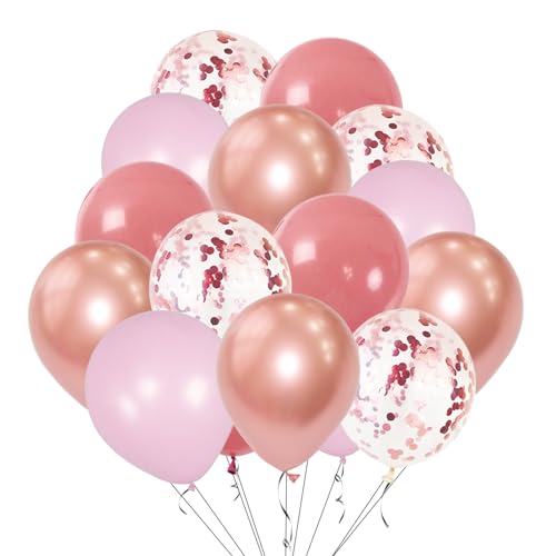 50 Stück rosa Luftballons, 30,5 cm, Metallic-Roségold, Rosa, Konfetti-Ballons für Geburtstag, Kinder, Mädchen, Prinzessinnen-Party, Hochzeit, Jahrestag, Ballon-Dekorationen von HSHRYY