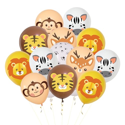 Dschungel-Safari-Tier-Luftballons, 30,5 cm, verschiedene Tiere, Löwe, Affe, Tiger, Zebra, für Dschungel, Safari-Tiere, Thema, Geburtstag, Kinder-Party-Dekorationen, 30 Stück von HSHRYY