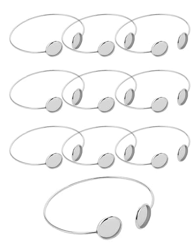 HSIXHAF 10 pcs Armband Lünette Tablett Lünette Cabochon Set Blank Manschetten Cabochon Rohlinge Tablett Blank Armbänder für DIY Basteln Cabochons Armband Schmuck von HSIXHAF