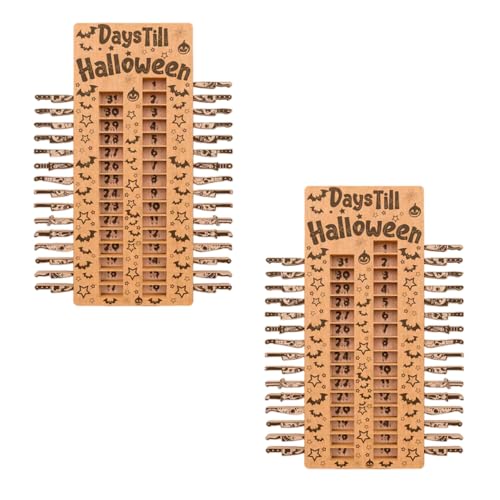 Halloween Adventskalender 2024, Lustiger Countdown-Kalender Aus Holz, Halloween-Countdown-Kalender, Kommt Mit 31 Abnehmbaren Holzgriffen, Halloween-Innendekorationen Für Den Büro-Heimschreibtisch (2) von HSJKOMN