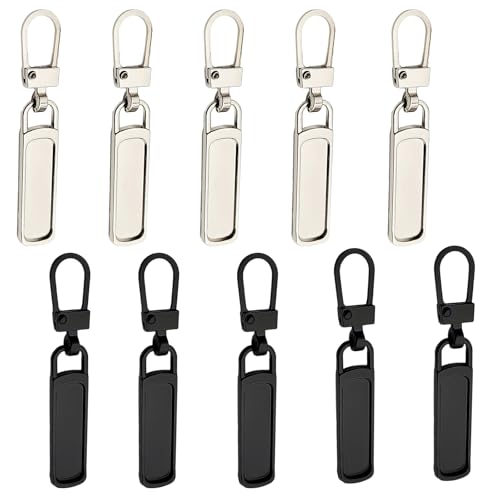 10 Stück Reißverschluss Zipper, Metall Zipper Pull, Ersatzteile Reißverschluss Zipper, Abnehmbares Metall Zipper Pull, Reißverschluss Ersatz für Kleider, Jeans, Geldbörse, Koffer, Gepäck von HSLPSM