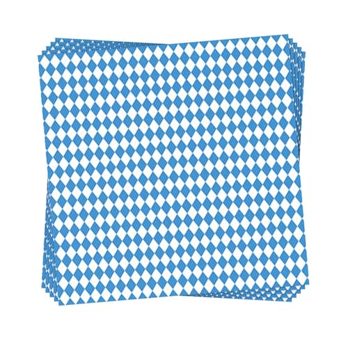 20 Stück Bayern Servietten Oktoberfest Deko blau & weiß karierte Tissue 16.5 x 16.5 cm Dekoservietten Münchner Oktoberfest Bierzelten Tischdeko von HSLPSM