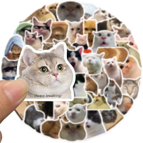 50 Stück Lustiges Katzen Aufkleber Set, Wasserfeste Vinyl Aufkleber, Niedliche Katzen Aufkleber, Ästhetische Aufkleber Für Katzenliebhaber, Katze Cute Sticker, Für Wasserflaschen, Handyhülle, Laptop von HSLPSM