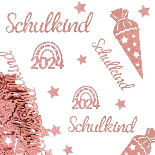 100 Stück Schulkind Konfetti Glitzer Rosegold - Einschulung 2024 Streudeko Groß - Schultüte Tischdekoration für Schuleinführung, Schulanfang, Deko Zuckertüte Confett Einschulung Jungen und Mädchen von HSLPSM