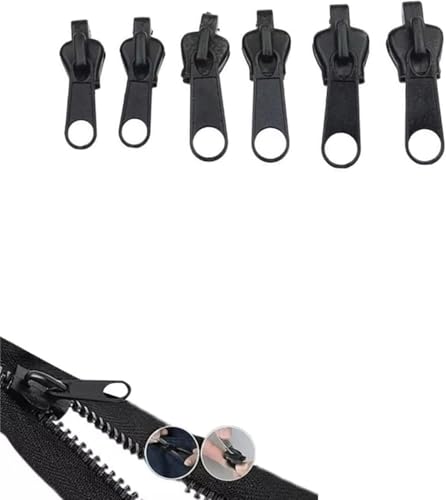 6 Stück Reißverschluss Schieber Ersatz, Reißverschluss Ersatz Zipper Zipper Pull Fixer, Abnehmbare Reißverschluss Zipper Pull Fixer Reißverschluss für Jacken, Rucksäcke, Koffer(Schwarz) von HSLPSM