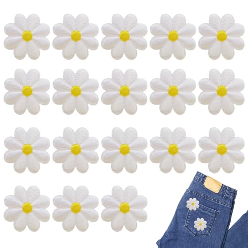 30 Stück Patches Zum AufbüGeln,Blumen Patches,Gänseblümchen Blumen Bügelflicken,Gestickte AufnäHer,Gänseblümchen Deko,Trendiger Stick Patch,Geeignet für Jacken und Jeans Deko Patch von HSLPSM