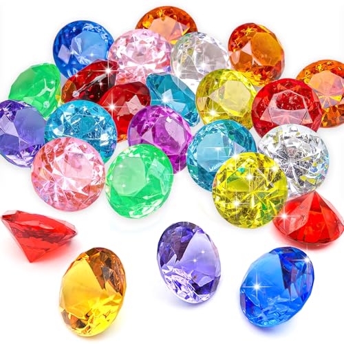 30 Stück Edelsteine für Kinder, 30mm Diamanten Kinder, Acryl Diamanten Deko Bunt, Groß Spiel Diamanten für Aquarium Dekoration, Strand Schatzsuche, Hochzeiten, Vasen, Kunsthandwerke Deko von HSLPSM