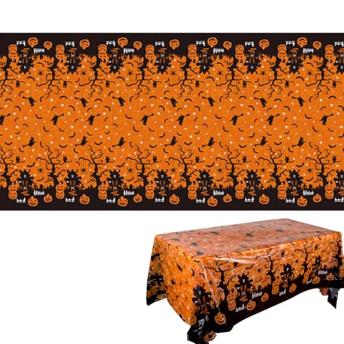 HSLPSM Tischdecke Halloween Deko, 220 x 130 cm Halloween Tischdecke, Rechteckige wasserdichte, Halloween Gruselige Tischdecke, für Halloween Party Dekor Esstisch von HSLPSM