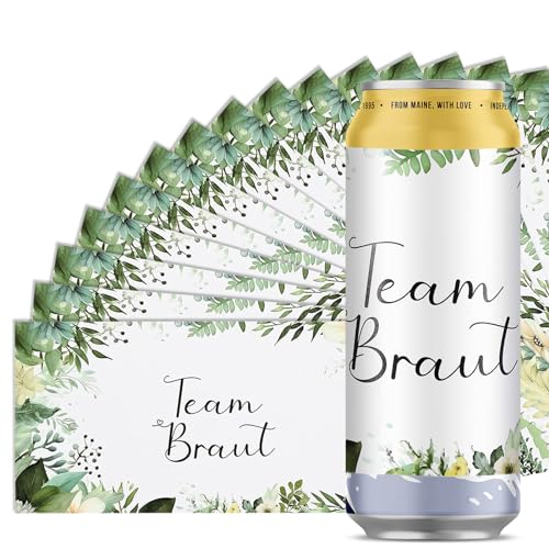 Team Bride Sticker,15 stk JGA Aufkleber für Prosecco Dosen,Sticker Jga,Braut + Team Braut Sticker Set,Dosen Flaschen Etikett,Aufkleber JGA,Aufkleber selbstklebend für JGA Hochzeit Getränkedosen von HSLXBY