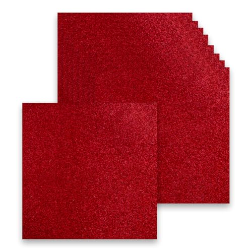 HSONAIGEE 12 Blatt roter Glitzer-Karton, Premium-Konstruktionspapier, schweres Kartonpapier für Weihnachtsbasteln und DIY-Scrapbook-Zubehör, 25,4 x 25,4 cm, 300 g/m² von HSONAIGEE