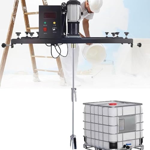 HSOYGE 980 W elektrische Tankmischmaschine, IBC-Farbmischerrührer mit Stützaufhängung, Edelstahlstange und -Klinge, klappbarer Propeller, für Tintenlöserrührer von HSOYGE