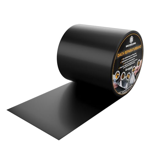 HSS® Dach Reparaturband, MicroSealant Klebstoff, effektiv, beständig und universell einsetzbar, wasserdichtes Klebeband, verbessertes Butylband, SKZ geprüft (Schwarz, 100mm/2,5m) von HSS