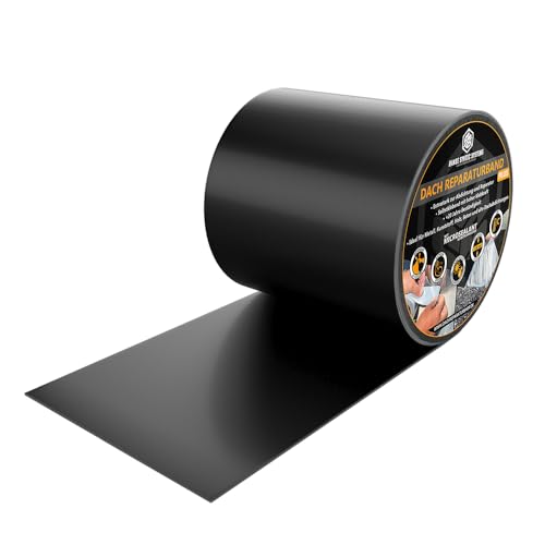 HSS® Dach Reparaturband PLUS 1,65mm mit MicroSealant® Klebstoff, extrem beständig, universell einsetzbar, wasserdichtes Klebeband, Butylband, SKZ geprüft (Schwarz, 10cm Breite / 2,5m Länge) von HSS