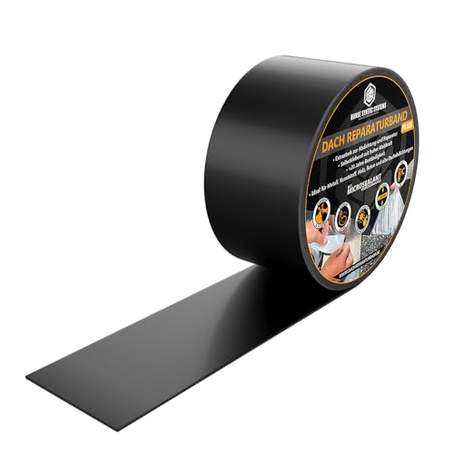 HSS® Dach Reparaturband PLUS 1,65mm mit MicroSealant® Klebstoff, extrem beständig, universell einsetzbar, wasserdichtes Klebeband, Butylband, SKZ geprüft (Schwarz, 5cm Breite / 5m Länge) von HSS