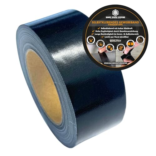 HSS® Gewebeband STRONG schwarz (50mm x 25m), Panzertape, selbstklebendes Klebeband extra stark, Gaffa Tape, vielseitige Anwendungen, Fixieren, Abdichten & befestigen, rückstandslos entfernbar von HSS