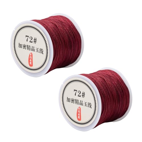 HSTWODE 0.8mm x 50m Nylonschnur,2 Rollen Nylonfaden Nylon Satinkordel, 18 Farben,Makramee Schnur Nylonschnur für Armbänder Perlen Auffädeln Halskette DIY Handwerk,Monochrom-Serie (Jujube rot) von HSTWODE