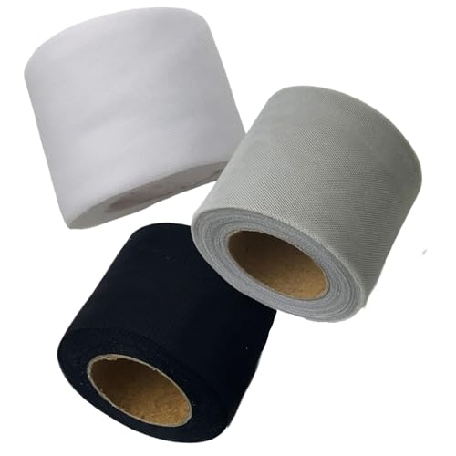 HSTWODE 1 Rolle 25 Yards 6cm breit Regenbogen Polyester Tüll Rollennetz für Nähen, Haar bogen Hut, Dekostoff Transparent, Geschenk, Hochzeit Deko, Karten, DIY Handwerk (3 Farben) von HSTWODE