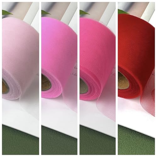 HSTWODE 1 Rolle 25 Yards 6cm breit Tüll RolleTüllband Tüll Dekostoff Tischband Dekoband Tüllnetz für Nähen, Haar bogen Hut, Geschenk, Hochzeit Deko, Karten, DIY Handwerk (4 Farben) von HSTWODE