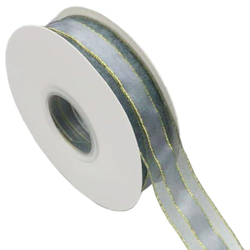 HSTWODE 1 Rollen,ribbon,Geschenkband Silber 25mm X 45m,Doppelseitige Satinband Schleifenband,Satin Bänder mit Drahtkante zum Basteln Geschenke Verpackung (silbergrau) von HSTWODE