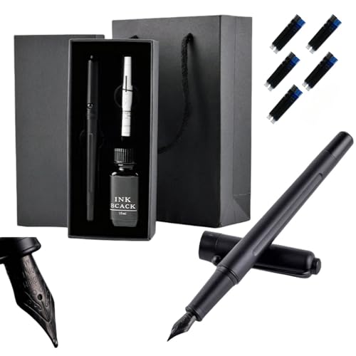 HSTWODE 1 Satz Schwarz Luxus Füllfederhalter Set, bestes Stiftgeschenkset für Männer & Frauen, Kalligraphie füller (0.7mm) von HSTWODE