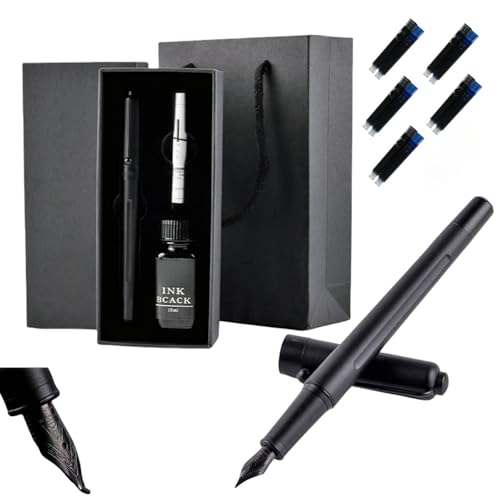 HSTWODE 1 Satz Schwarz Luxus Füllfederhalter Set, bestes Stiftgeschenkset für Männer & Frauen, Kalligraphie füller (1.0mm) von HSTWODE