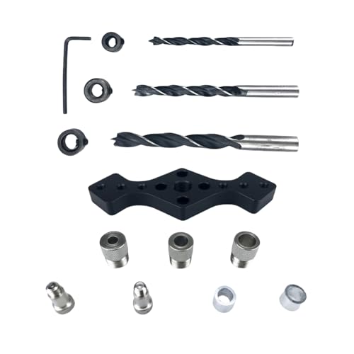HSTWODE 1 Stück Holzbearbeitung Locher, Locher Locator，Locher Gauge DIY ，Holzbearbeitungswerkzeug mit 3 Stück Bohrbuchse (Schwarz) von HSTWODE
