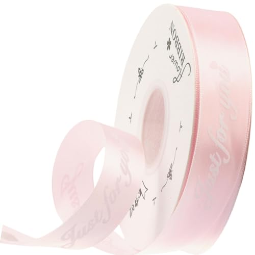 HSTWODE 1 Zoll breites Satinband „Just for you“ personalisiertes Grosgrain-Valentine-Band 25 Yard für Geschenkverpackungen Kuchen-Box Bögen (Hellrosa) von HSTWODE