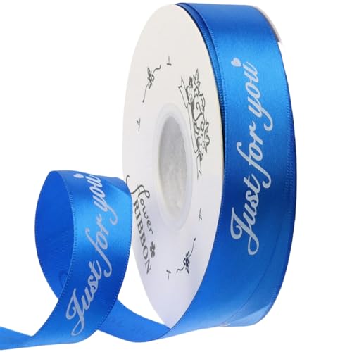 HSTWODE 1 Zoll breites Satinband „Just for you“ personalisiertes Grosgrain-Valentine-Band 25 Yard für Geschenkverpackungen Kuchen-Box Bögen (Polyester blau) von HSTWODE