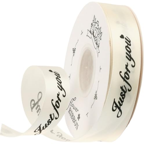 HSTWODE 1 Zoll breites Satinband „Just for you“ personalisiertes Grosgrain-Valentine-Band 25 Yard für Geschenkverpackungen Kuchen-Box Bögen (beige) von HSTWODE