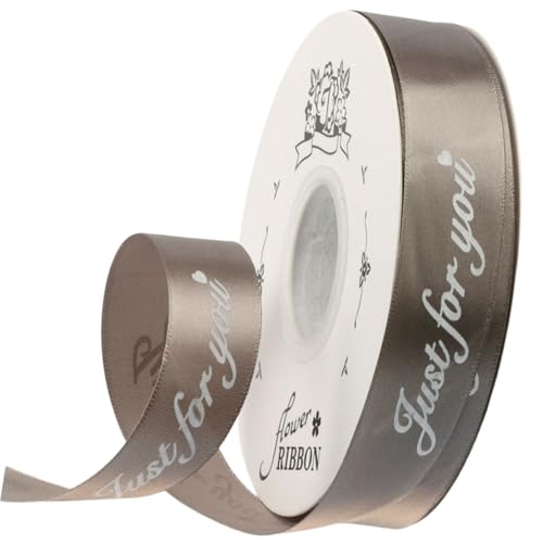 HSTWODE 1 Zoll breites Satinband „Just for you“ personalisiertes Grosgrain-Valentine-Band 25 Yard für Geschenkverpackungen Kuchen-Box Bögen (dunkelgrau) von HSTWODE