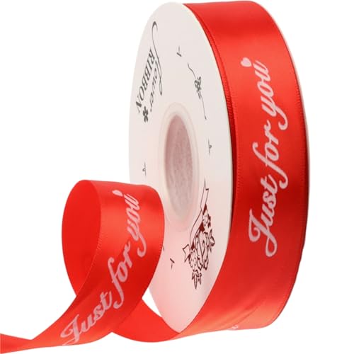 HSTWODE 1 Zoll breites Satinband „Just for you“ personalisiertes Grosgrain-Valentine-Band 25 Yard für Geschenkverpackungen Kuchen-Box Bögen (groß rot) von HSTWODE