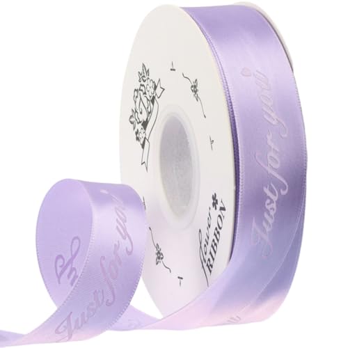 HSTWODE 1 Zoll breites Satinband „Just for you“ personalisiertes Grosgrain-Valentine-Band 25 Yard für Geschenkverpackungen Kuchen-Box Bögen (hellviolett) von HSTWODE