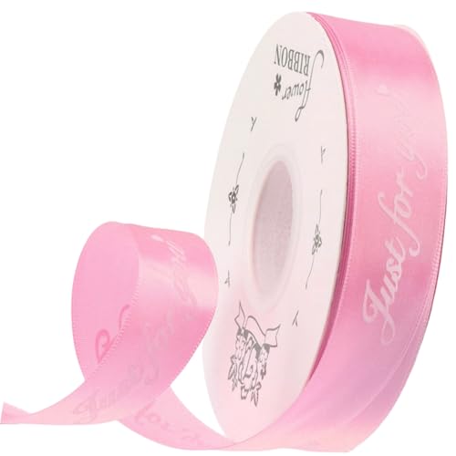 HSTWODE 1 Zoll breites Satinband „Just for you“ personalisiertes Grosgrain-Valentine-Band 25 Yard für Geschenkverpackungen Kuchen-Box Bögen (rosa) von HSTWODE