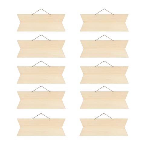 HSTWODE 10 Stück unlackiertes Holzschilder zum Aufhängen, für Heimdekoration Basteln Banner Brandmalerei Hochzeit Küche Café Bar DIY (Pfeilform) von HSTWODE