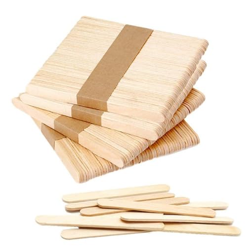 HSTWODE 100/200 Stück Eisstiele Holz, Eisstäbchen Holzstäbchen, Holzstäbchen Zum Basteln, Holzstiele, Bastelstäbchen Holz, Holzspachtel DIY Handwerk-114/150 mm x 9 mm x 2 mm (200pcs 150mm) von HSTWODE