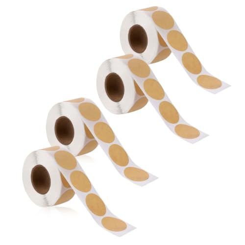 HSTWODE 1000/2000 Stück Braune Kraft Aufkleber，Kraftpapier Rolle Etiketten, 2,5 cm Rund Punkt Etiketten, Selbstklebende Kraft Punkt Aufkleber für Büro, Geschäft, Zuhause, Klassenzimmer (4) von HSTWODE