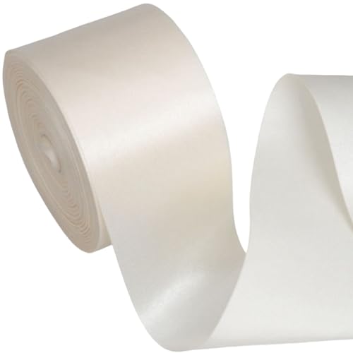 HSTWODE 100mm X 20m Satinband Geschenkband Schleifenband Seidenbänder Satinband Rollen Hochzeit Stoffband Dekoband Satin Bänder zum Basteln Geschenk Verpackung (Beige) von HSTWODE