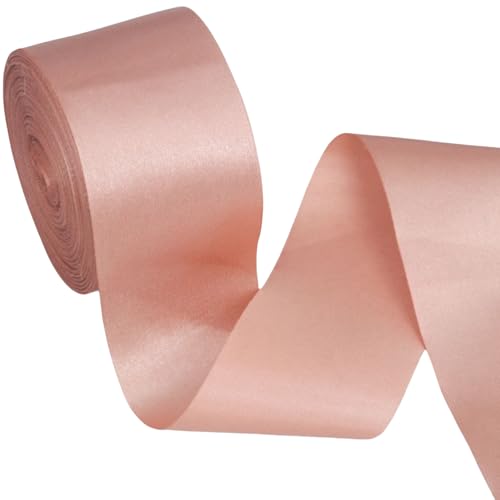 HSTWODE 100mm X 20m Satinband Geschenkband Schleifenband Seidenbänder Satinband Rollen Hochzeit Stoffband Dekoband Satin Bänder zum Basteln Geschenk Verpackung (Rose Gold) von HSTWODE