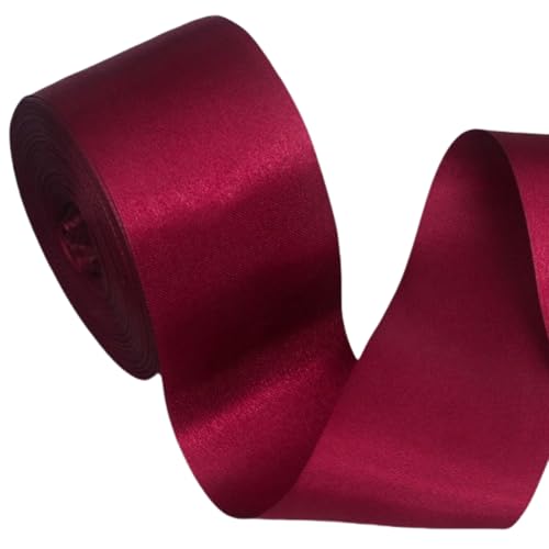 HSTWODE 100mm X 20m Satinband Geschenkband Schleifenband Seidenbänder Satinband Rollen Hochzeit Stoffband Dekoband Satin Bänder zum Basteln Geschenk Verpackung (Weinrot) von HSTWODE