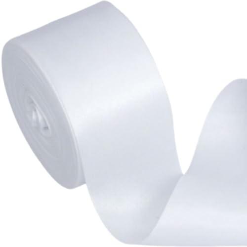 HSTWODE 100mm X 20m Satinband Geschenkband Schleifenband Seidenbänder Satinband Rollen Hochzeit Stoffband Dekoband Satin Bänder zum Basteln Geschenk Verpackung (Weiß gebleicht) von HSTWODE