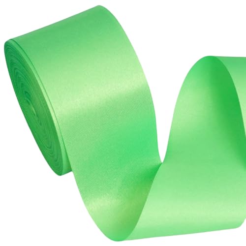 HSTWODE 100mm X 20m Satinband Geschenkband Schleifenband Seidenbänder Satinband Rollen Hochzeit Stoffband Dekoband Satin Bänder zum Basteln Geschenk Verpackung (fluoreszierend grün) von HSTWODE