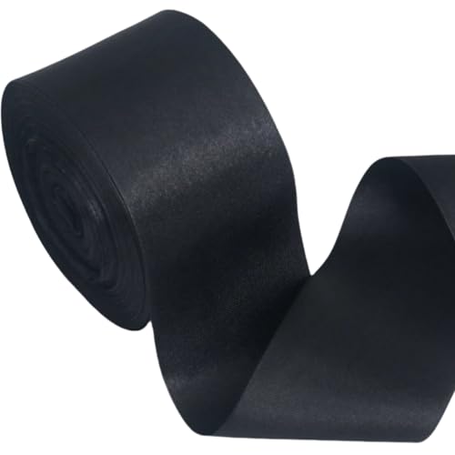 HSTWODE 100mm X 20m Satinband Geschenkband Schleifenband Seidenbänder Satinband Rollen Hochzeit Stoffband Dekoband Satin Bänder zum Basteln Geschenk Verpackung (schwarz) von HSTWODE