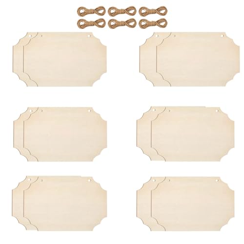 HSTWODE 12 Stück unlackiertes Holzschilder zum Aufhängen, Blanko Holzschild Schreiben für Heimdekoration Basteln Banner Brandmalerei Hochzeit Küche Café Bar DIY (Stil 2) von HSTWODE