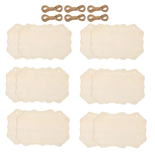 HSTWODE 12 Stück unlackiertes Holzschilder zum Aufhängen, Blanko Holzschild Schreiben für Heimdekoration Basteln Banner Brandmalerei Hochzeit Küche Café Bar DIY (Stil 4) von HSTWODE