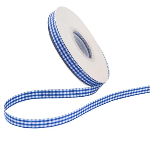 HSTWODE 1cm Geschenkband,50yards Dekoband zum Verzieren & Basteln,10 Farben,Kariertes Band für Bunte Dekos & Geschenkverpackungen, zu feierlichen Anlässen (Blau 1) von HSTWODE