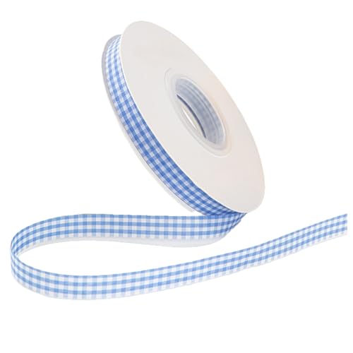 HSTWODE 1cm Geschenkband,50yards Dekoband zum Verzieren & Basteln,10 Farben,Kariertes Band für Bunte Dekos & Geschenkverpackungen, zu feierlichen Anlässen (Blau 2) von HSTWODE