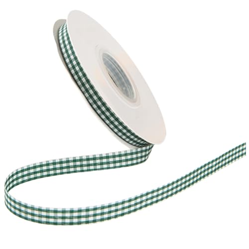 HSTWODE 1cm Geschenkband,50yards Dekoband zum Verzieren & Basteln,10 Farben,Kariertes Band für Bunte Dekos & Geschenkverpackungen, zu feierlichen Anlässen (Dunkelgrün) von HSTWODE