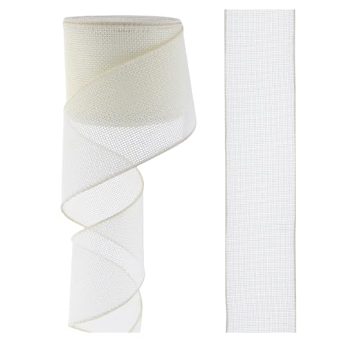 HSTWODE 2 Rollen（12 Farben） Dekoband Geschenkband Baumband Breit Leinenband Stoffband Sackleinen Band Dekobänder Jute Deko Floristenband Juteband Juteschnur Gewebeband (Beige) von HSTWODE