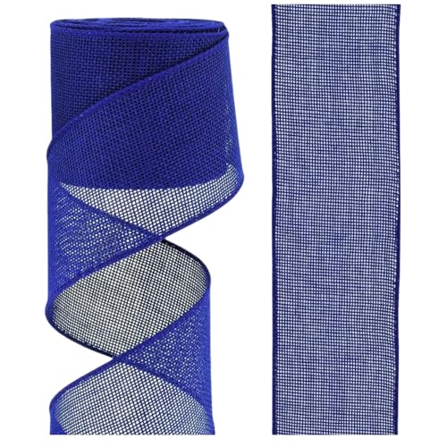 HSTWODE 2 Rollen（12 Farben） Dekoband Geschenkband Baumband Breit Leinenband Stoffband Sackleinen Band Dekobänder Jute Deko Floristenband Juteband Juteschnur Gewebeband (Blau) von HSTWODE