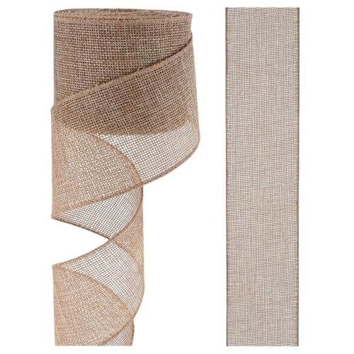 HSTWODE 2 Rollen（12 Farben） Dekoband Geschenkband Baumband Breit Leinenband Stoffband Sackleinen Band Dekobänder Jute Deko Floristenband Juteband Juteschnur Gewebeband (Braun) von HSTWODE